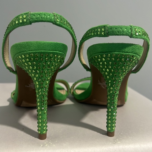 New Marc Fisher Betila Rhinestone Embellished Green Slingback Sandal Heels - Picture 12 of 12